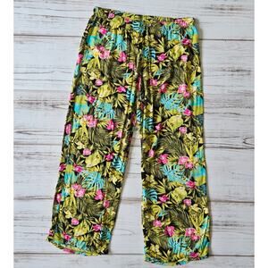 Sierra Sky Tropical Print Flowy Pants sz XL